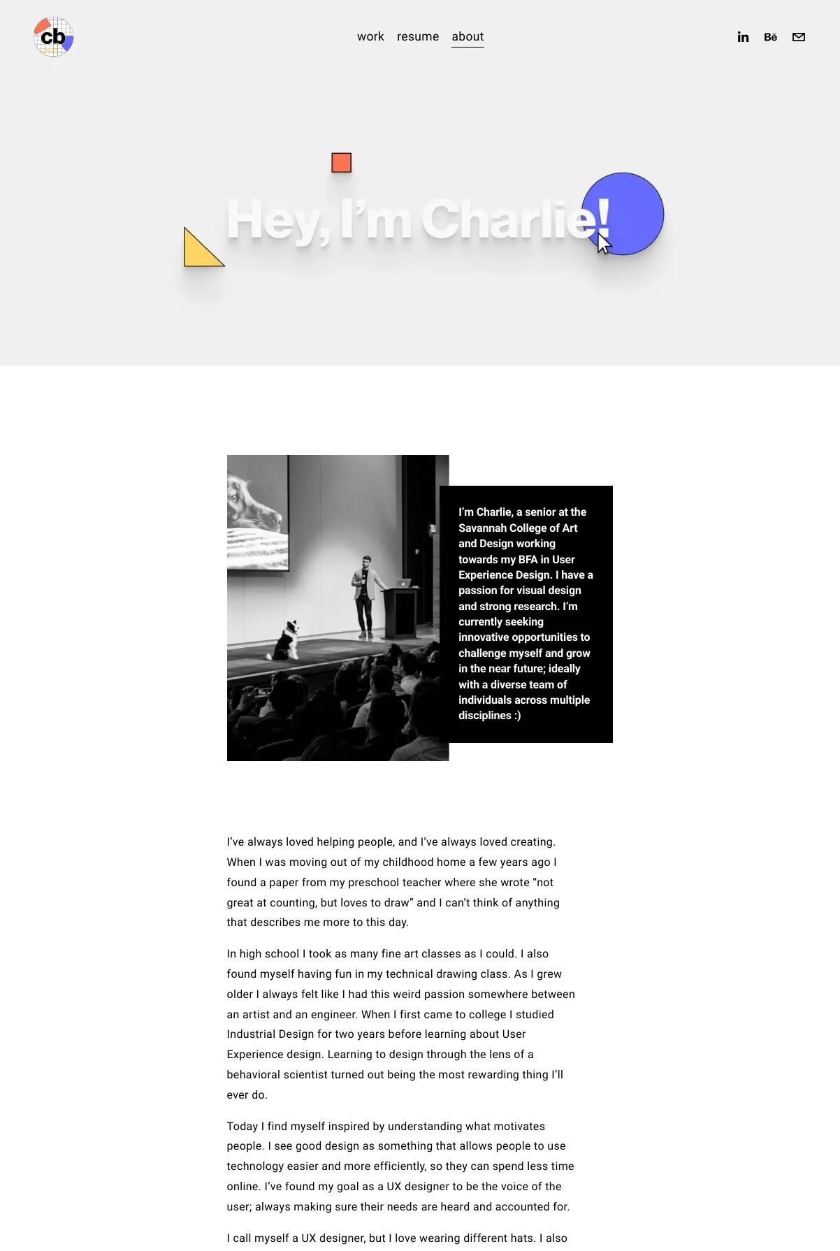 Screenshot 3 of Charlie Bowles (Example Squarespace Portfolio Website)