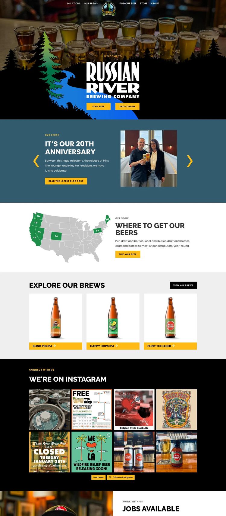 Screenshot 2 of Russian River Brewing (Example WordPress Brewery/Winery Website)