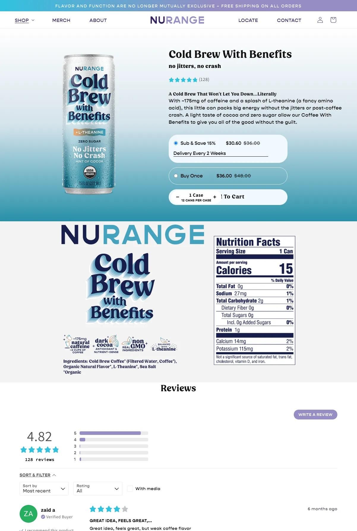 Screenshot 3 of NuRange Coffee (Example Shopify Website)