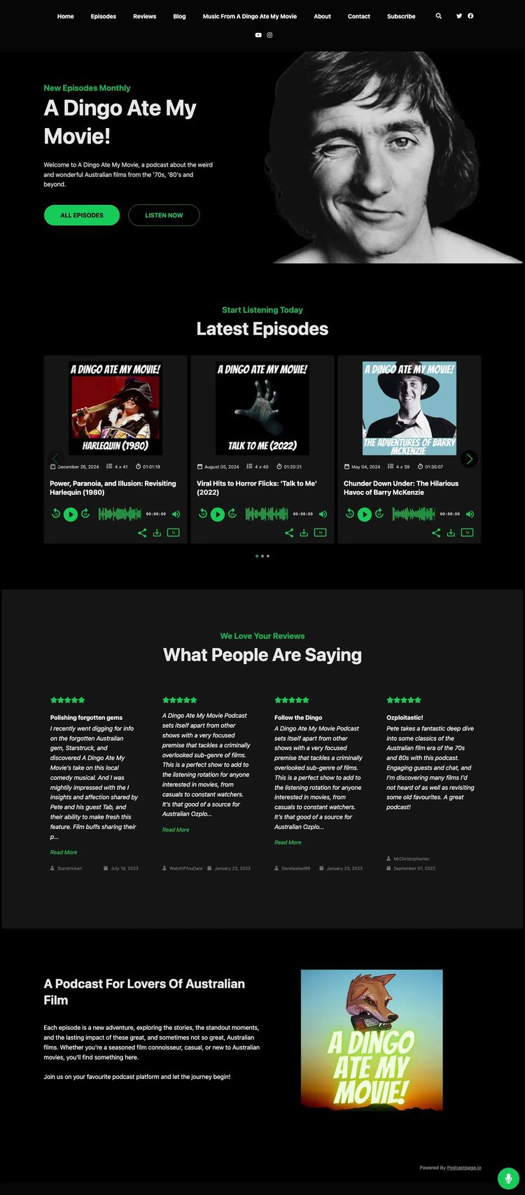 Screenshot 2 of A Dingo Ate My Movie (Example Angular Podcast Website)
