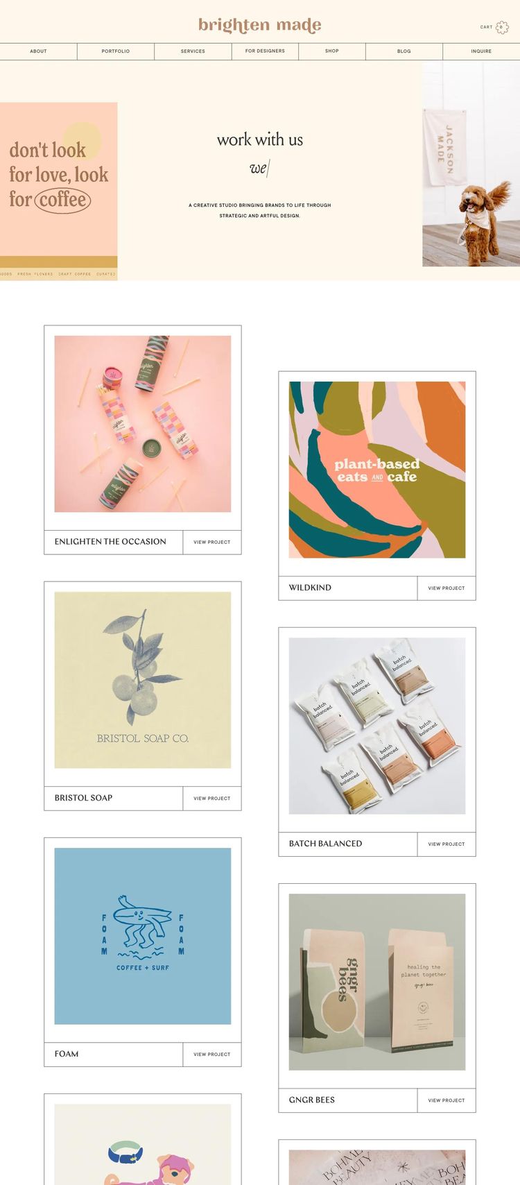 Screenshot 1 of Brighten Made (Example Squarespace Design Portfolio Website)