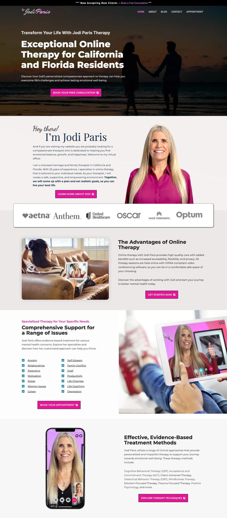 Screenshot 2 of Jodi Paris (Example WordPress Therapist Website)