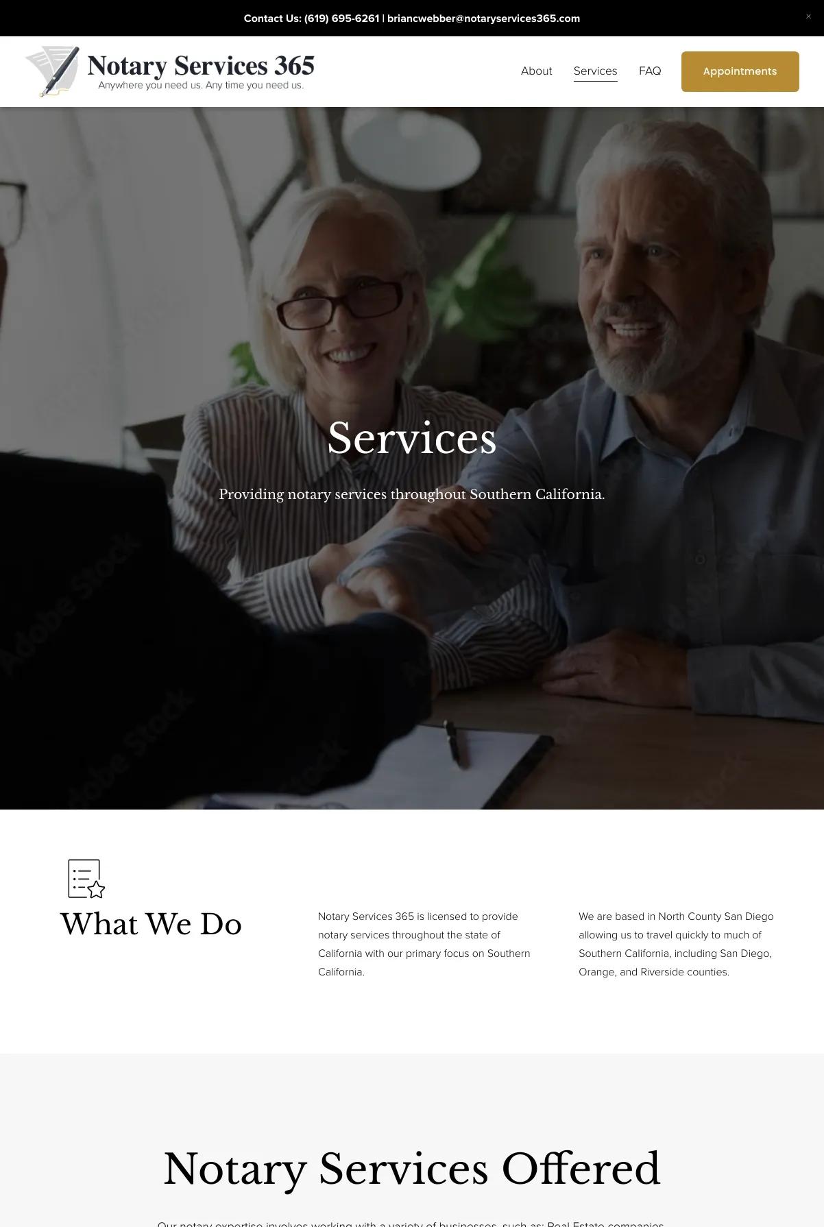 Screenshot 3 of Notary Services 365 (Example Squarespace Notary Website)