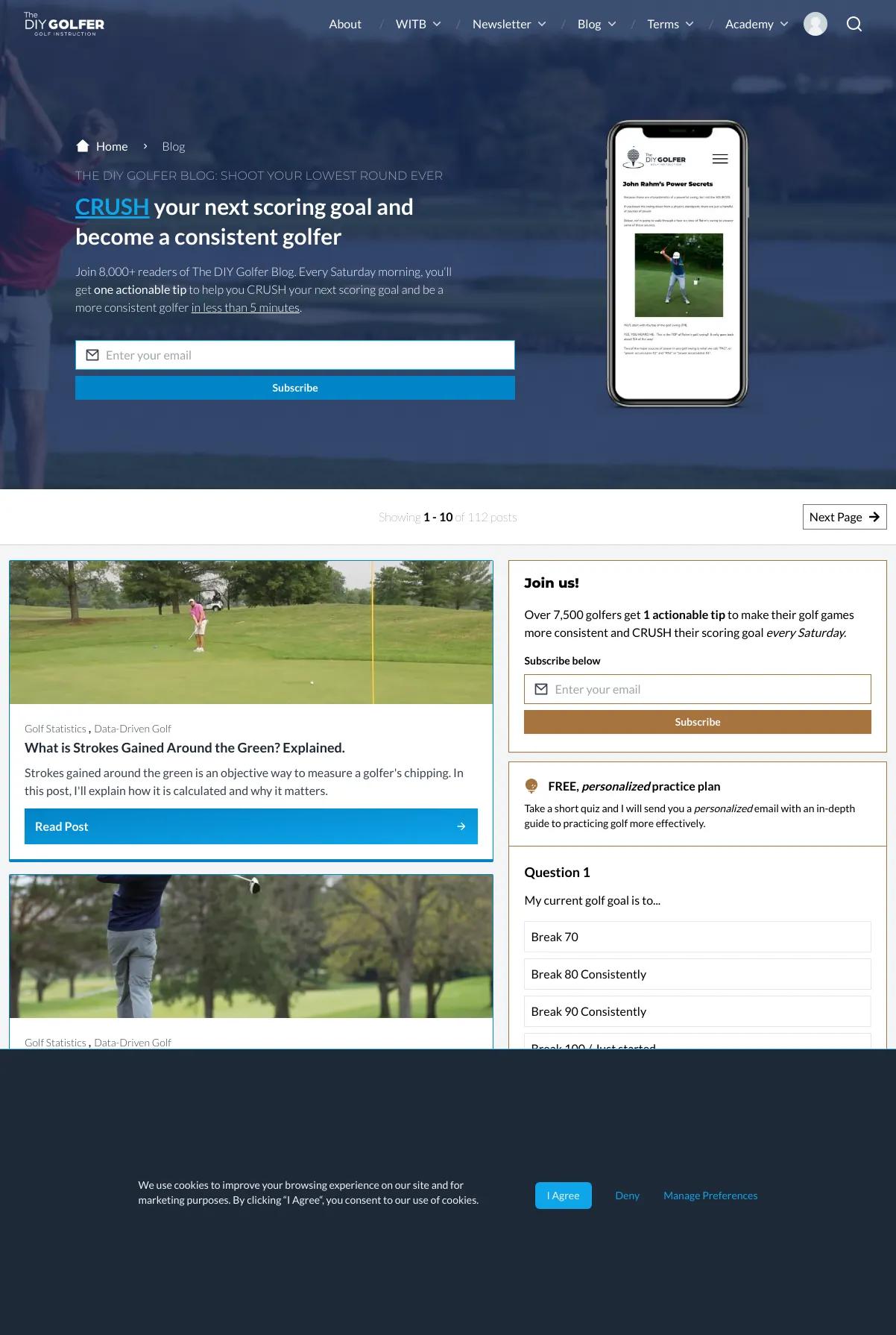 Screenshot 2 of The DIY Golfer Golf (Example Sanity Website)