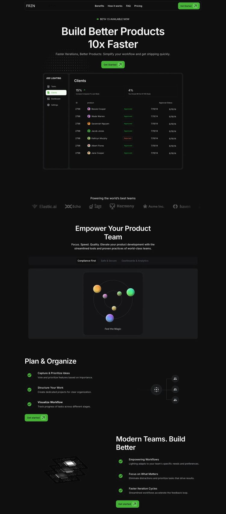 Screenshot 2 of FRZN (Example Framer Marketing Agency Website)