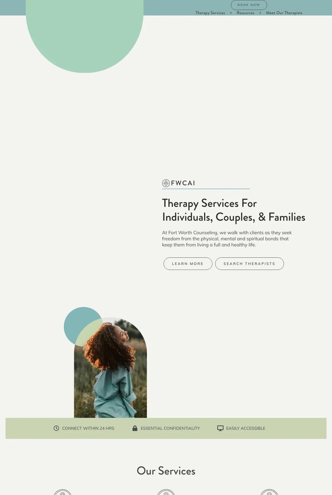 Screenshot 1 of Fort Worth Counseling and Intervention (Example Duda Therapist Website)