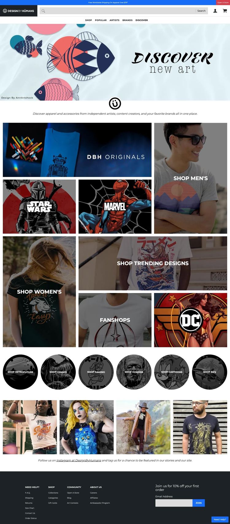Screenshot 2 of Design By Humans (Example Squarespace Clothing/Fashion Website)