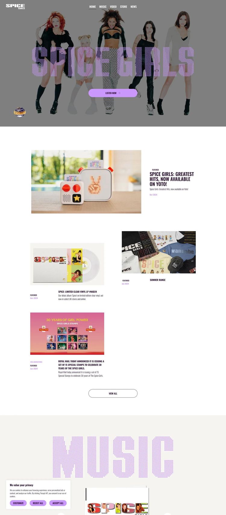 Screenshot 2 of Spice Girls (Example WordPress Music Producer Website)