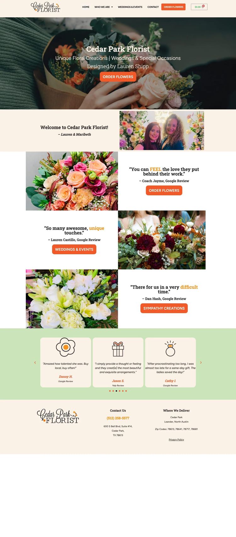 Screenshot 2 of Cedar Park Florist (Example WordPress Florist Website)