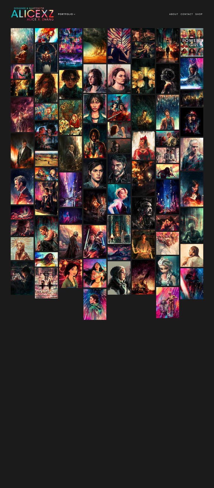 Screenshot 1 of AliceXZ (Example Squarespace Artist Website)