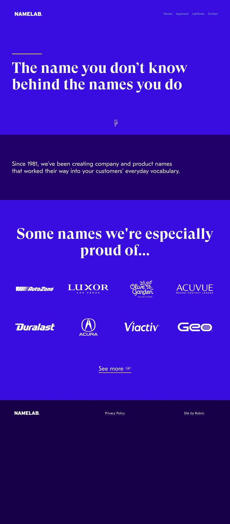 Screenshot 2 of NameLab (Example Squarespace Business Consultant Website)