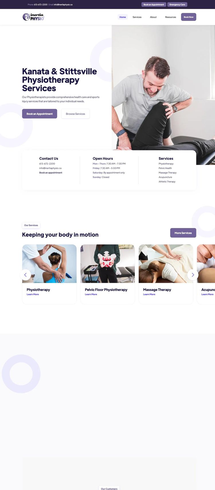 Screenshot 2 of Inertia Physio (Example Webflow Health and Wellness Website)