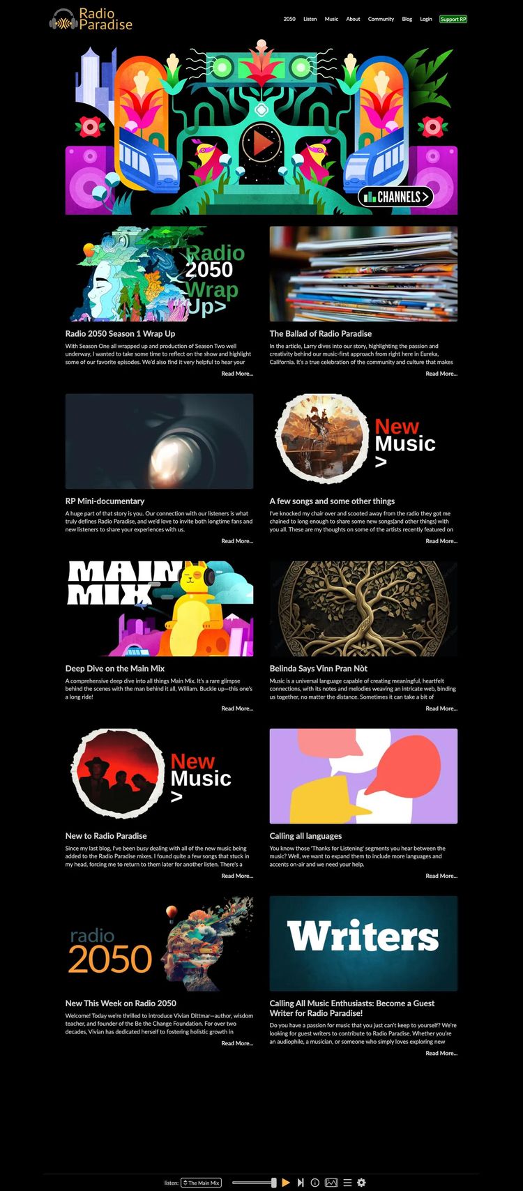 Screenshot 2 of Radio Paradise (Example Squarespace Music Producer Website)
