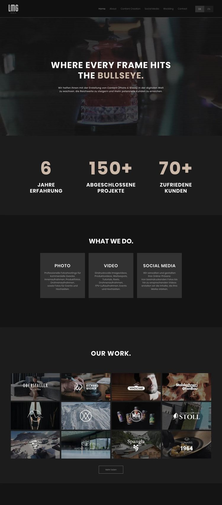 Screenshot 2 of LMG Media (Example Wix Video Editing Website)