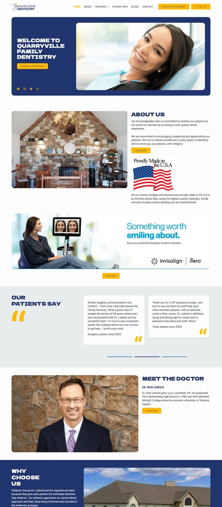 Screenshot 1 of Quarryville Family Dentistry (Example Squarespace Dentist Website)