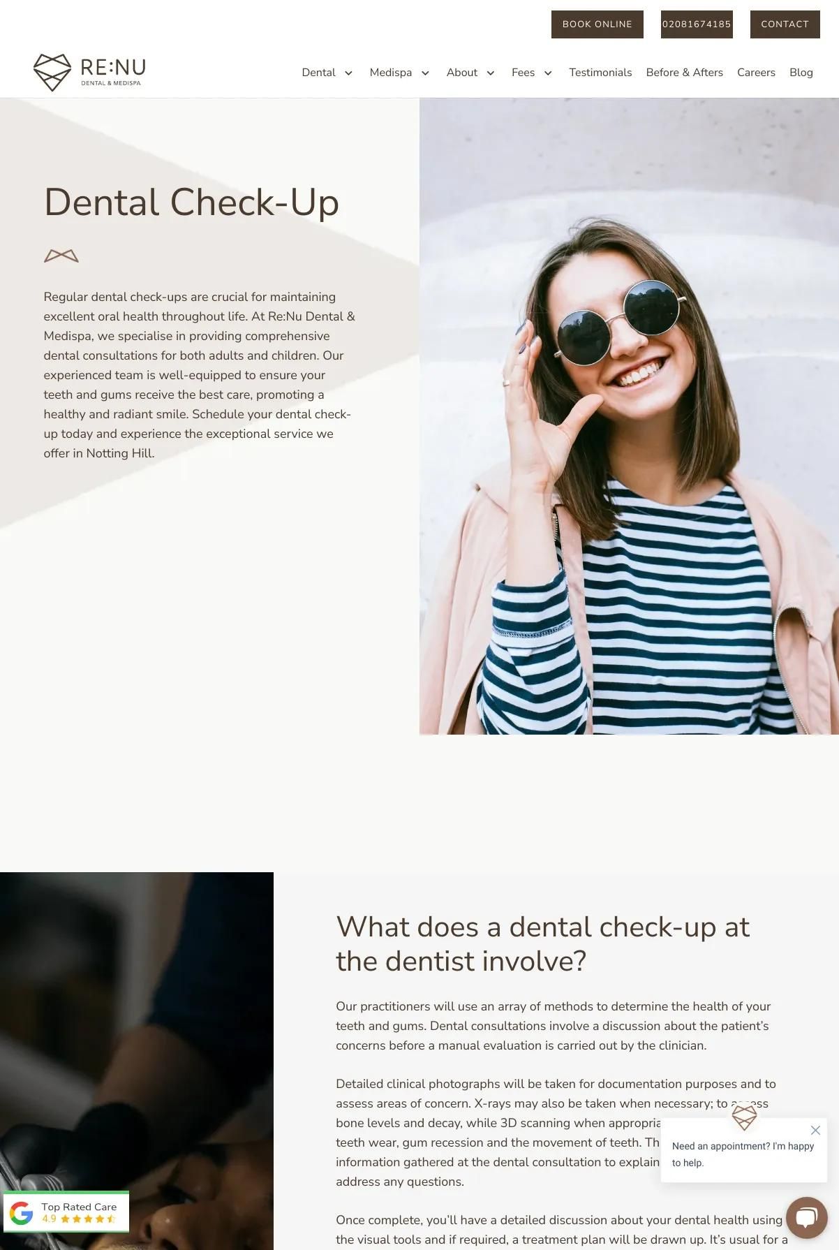 Screenshot 2 of Re:nu Dental and Medispa (Example Squarespace Dentist Website)