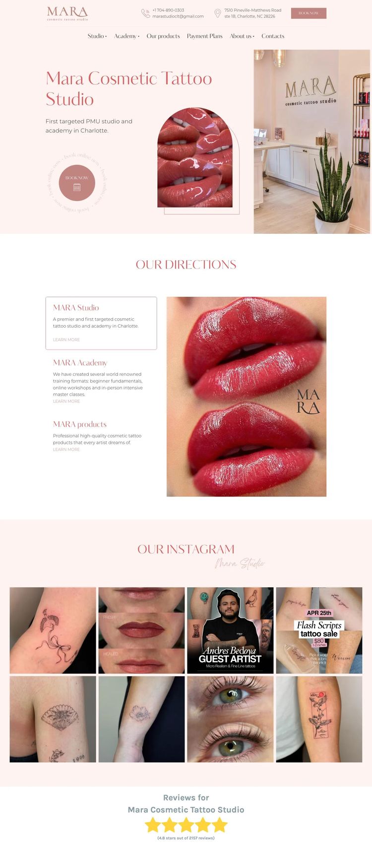 Screenshot 2 of Mara Cosmetic Tattoo Studio (Example Tilda Tattoo Artist/Studio Website)