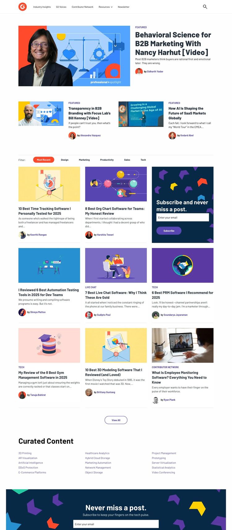Screenshot 1 of G2 Learning Hub (Example HubSpot Blog Website)