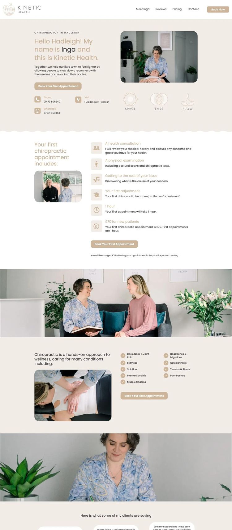 Screenshot 2 of Kinetic Health (Example WordPress Chiropractor Website)