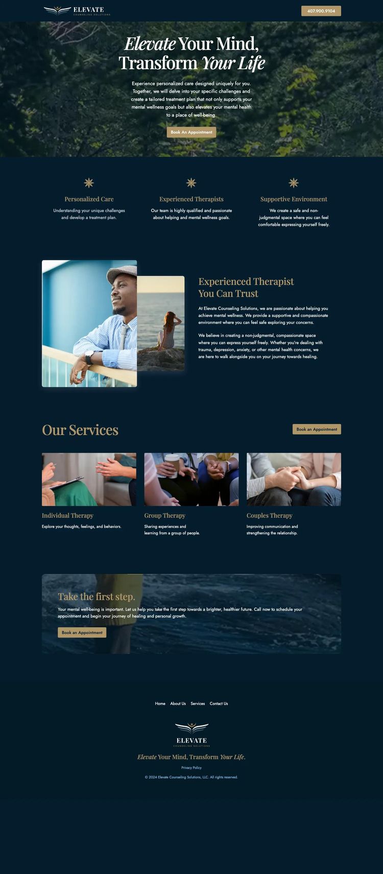Screenshot 2 of Elevate Counseling (Example WordPress Therapist Website)