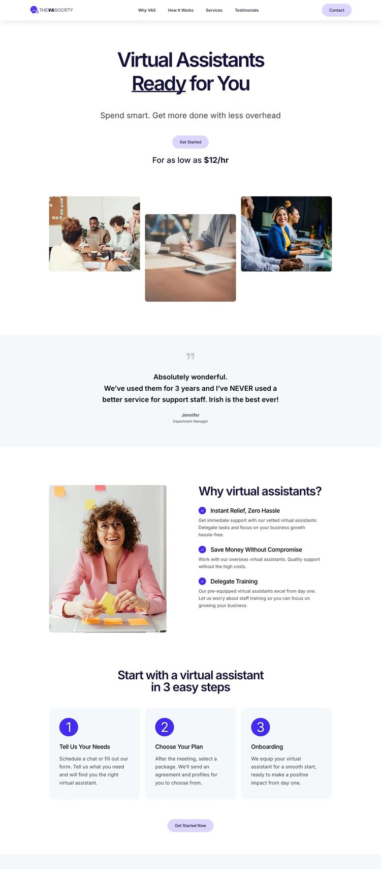 Screenshot 2 of Virtual Assistant Society (Example undefined Virtual Assistant Website)