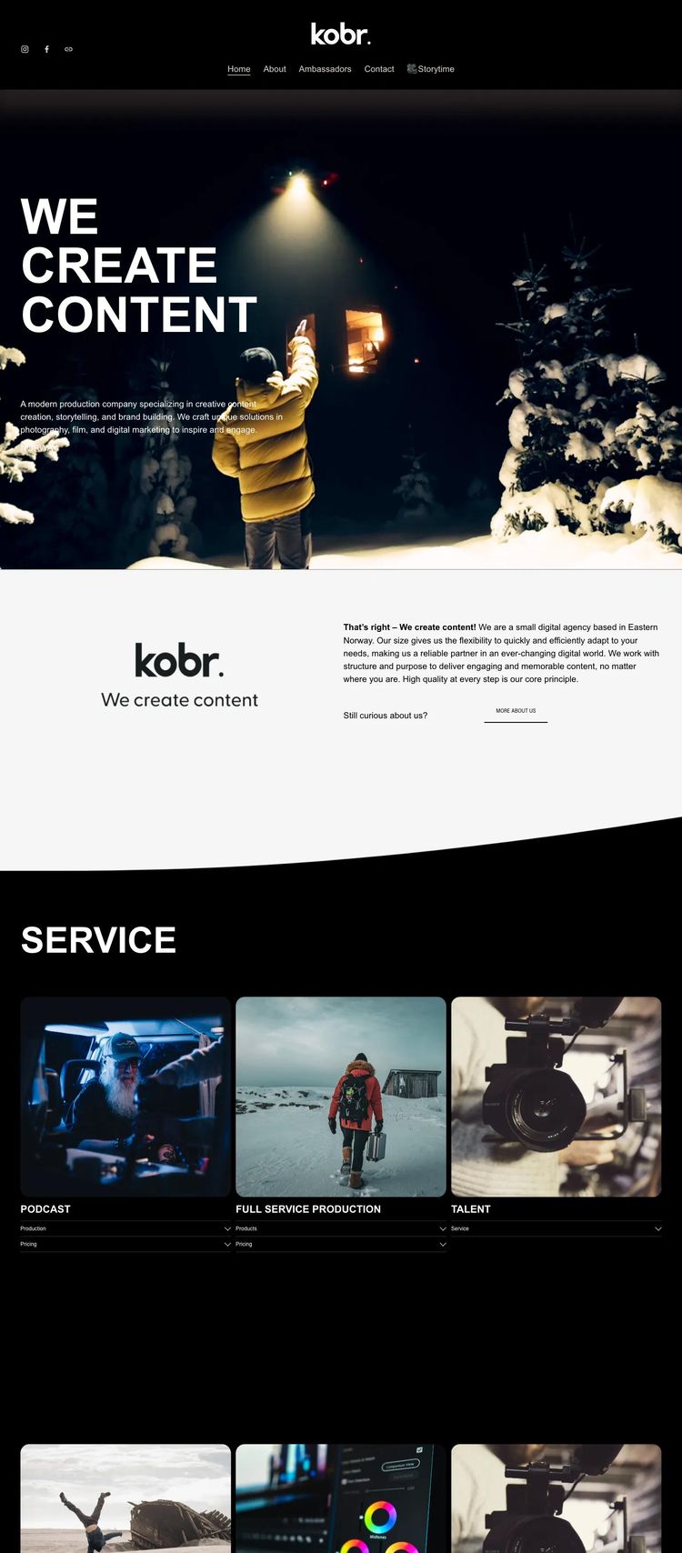 Screenshot 2 of Kobr (Example Squarespace Video Editing Website)