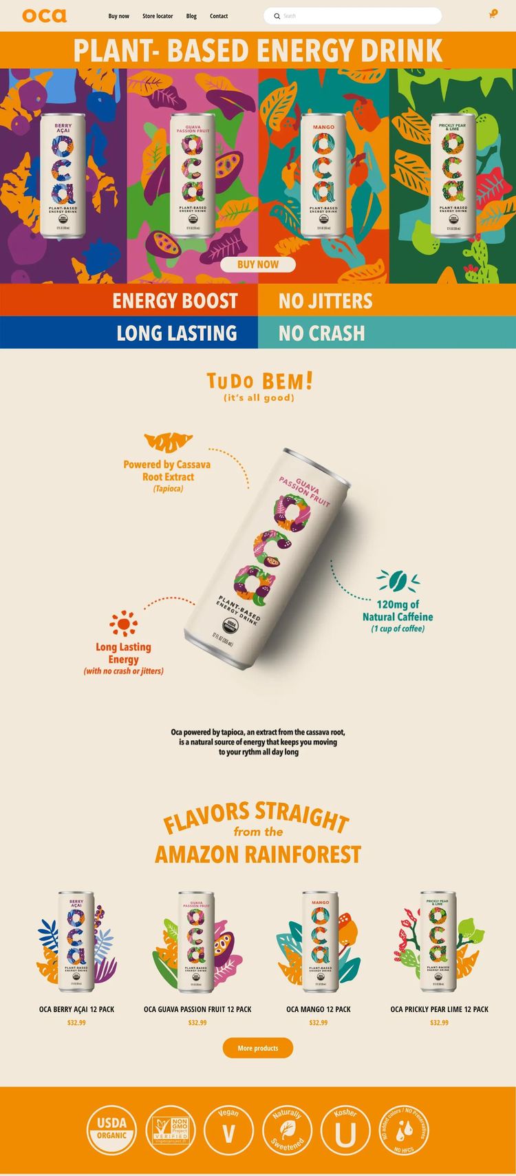 Screenshot 1 of OCA Plant Based Energy Drink (Example Shopify Food and Beverage Website)
