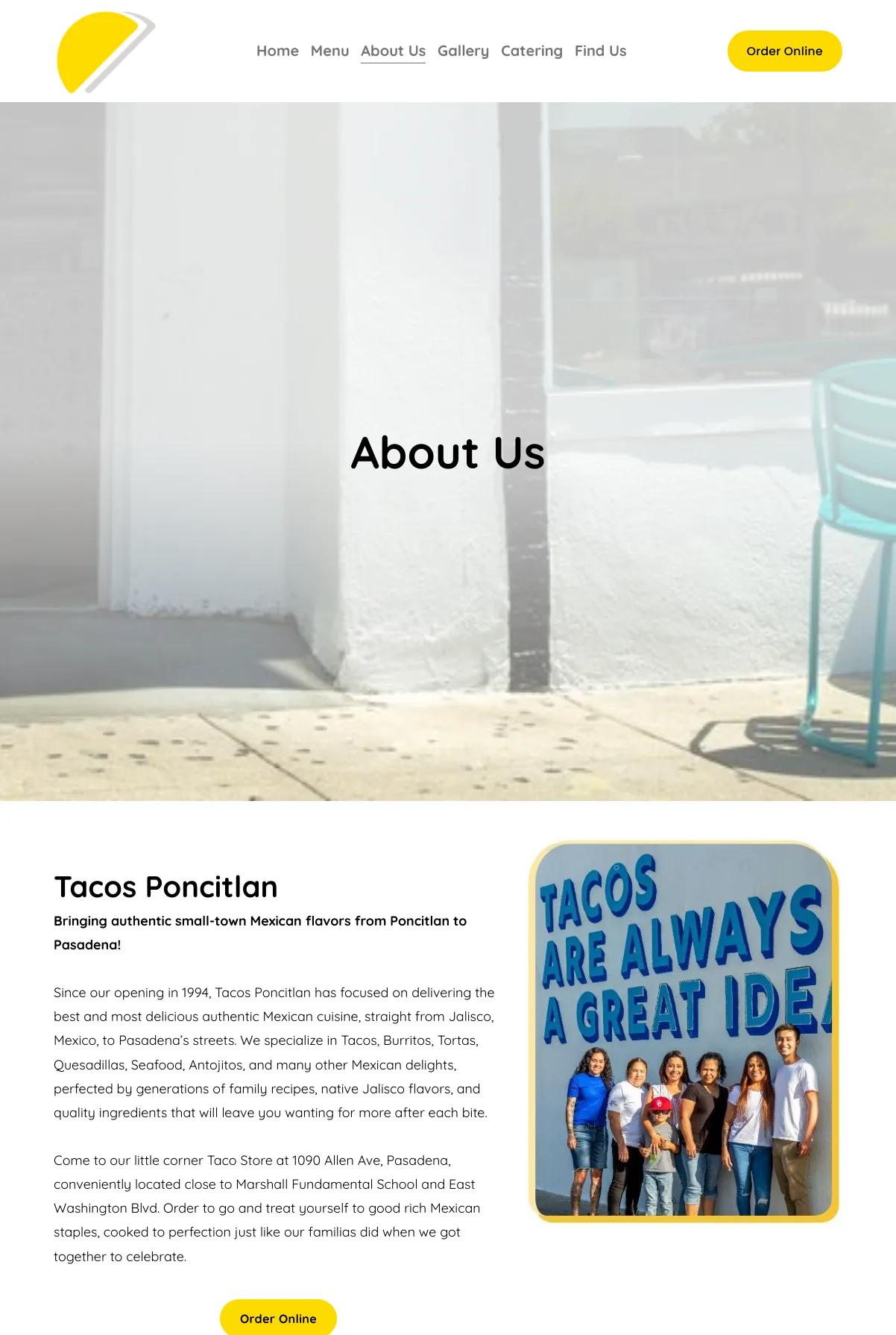 Screenshot 3 of Tacos Poncitlan (Example Squarespace Restaurant Website)