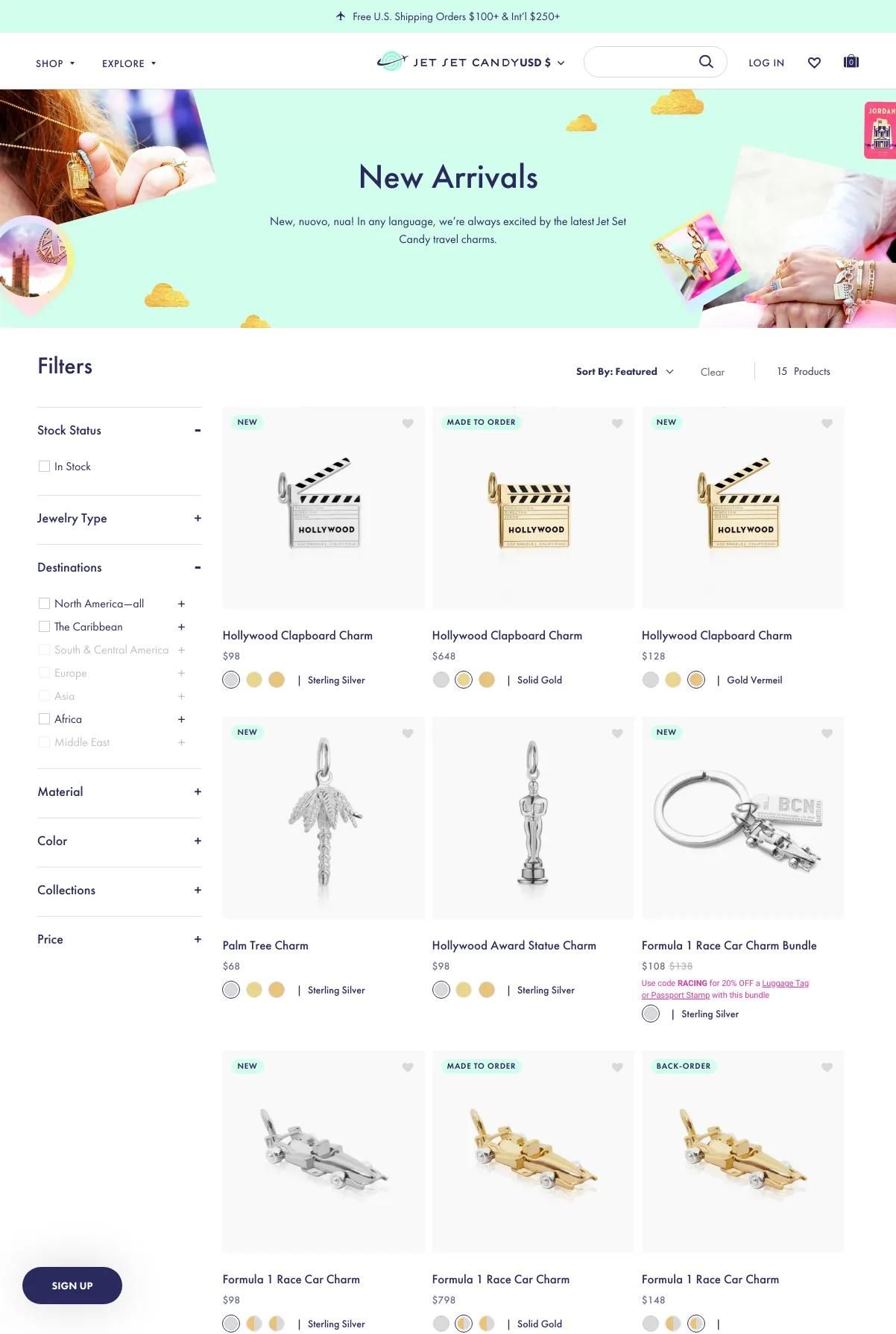 Screenshot 3 of Jet Set Candy (Example Shopify Jewelry Website)