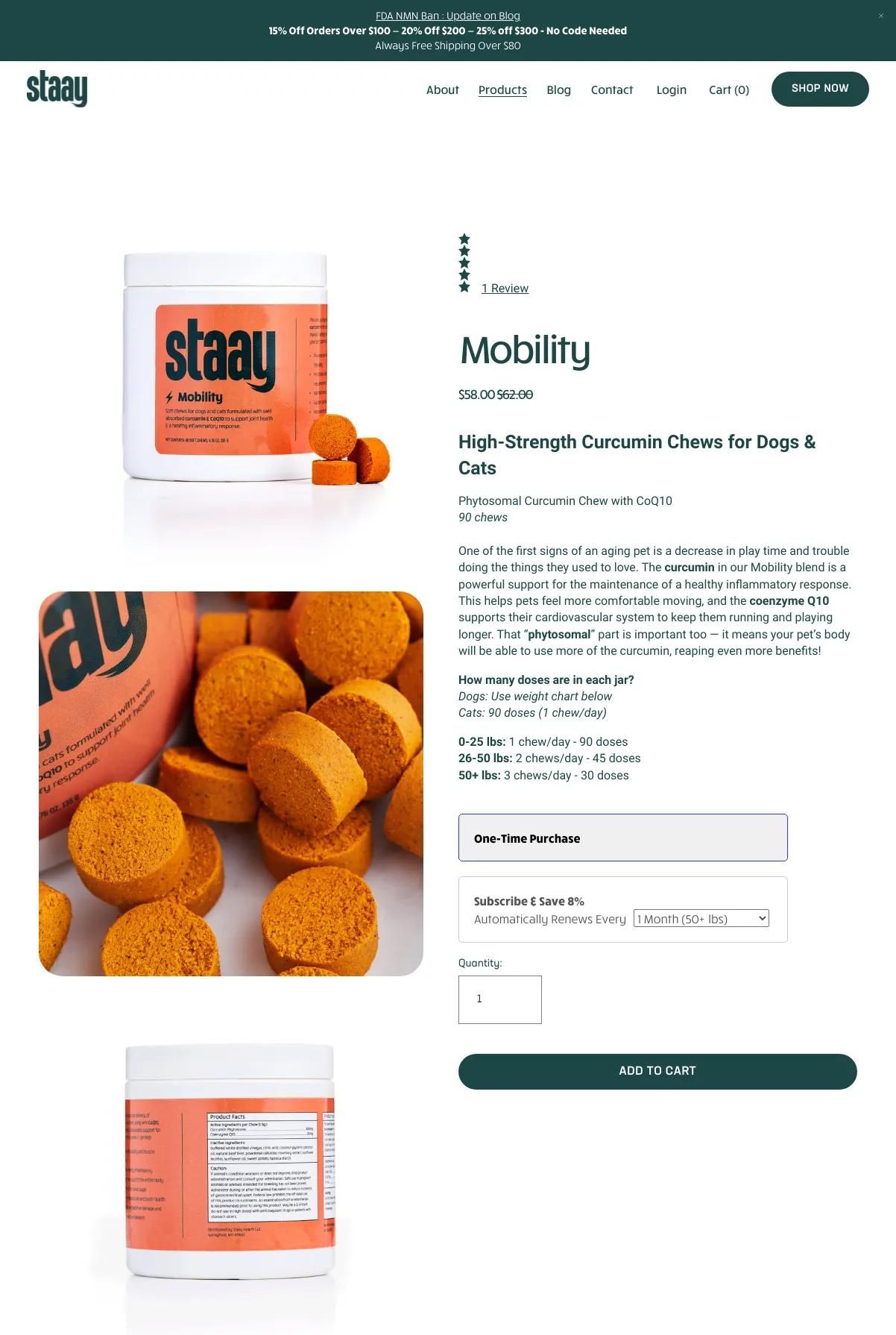 Screenshot 3 of Staay: Pet Supplements (Example Squarespace Ecommerce Website)