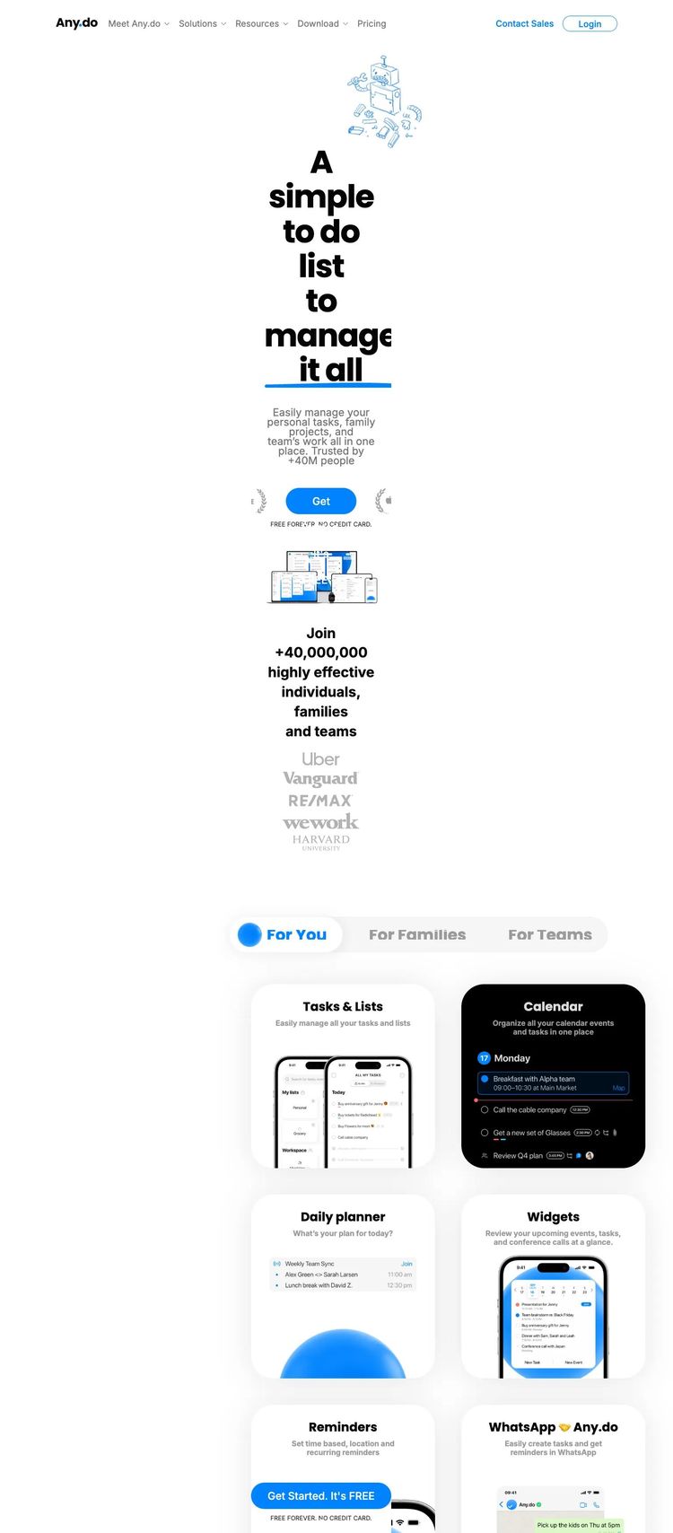 Screenshot 2 of Any.do (Example Next.js Productivity and Collaboration Website)