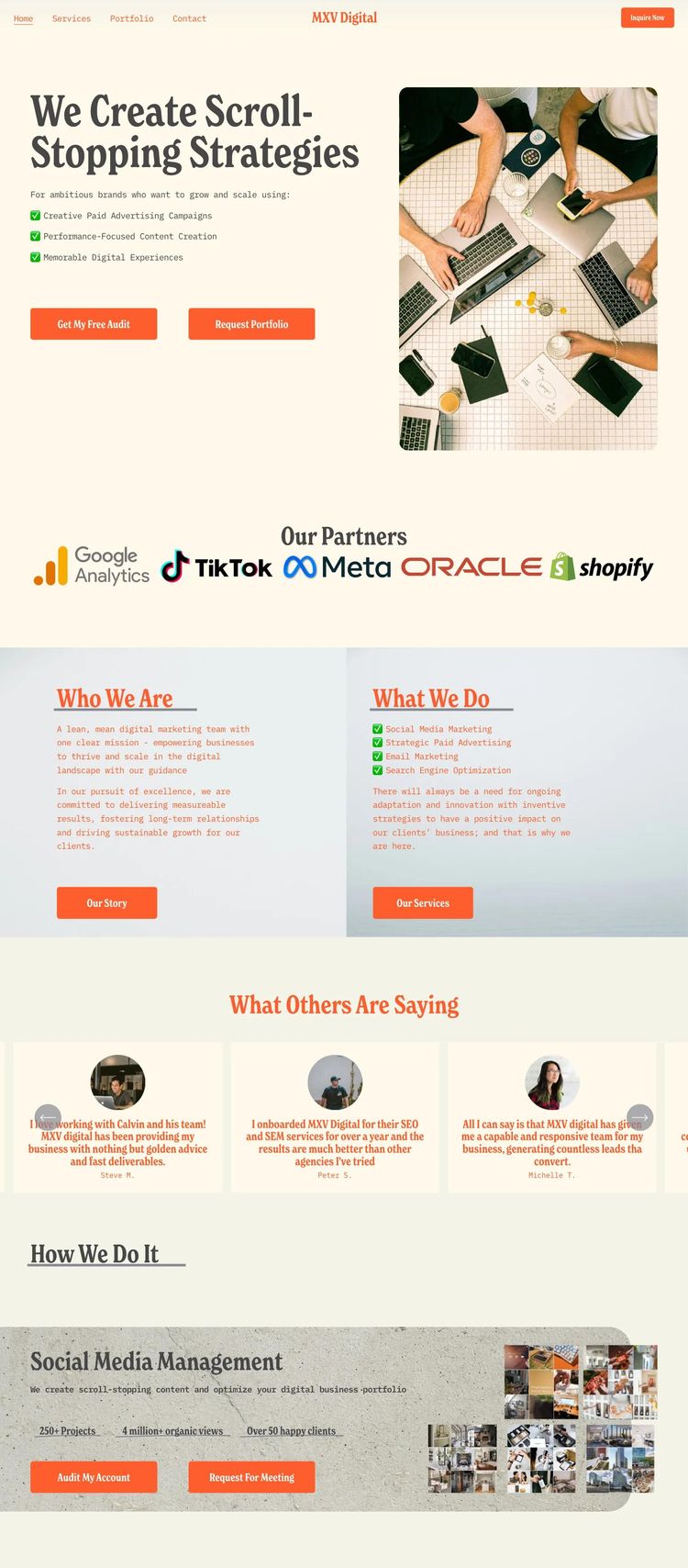 Screenshot 2 of MXV Digital (Example Squarespace Marketing Agency Website)