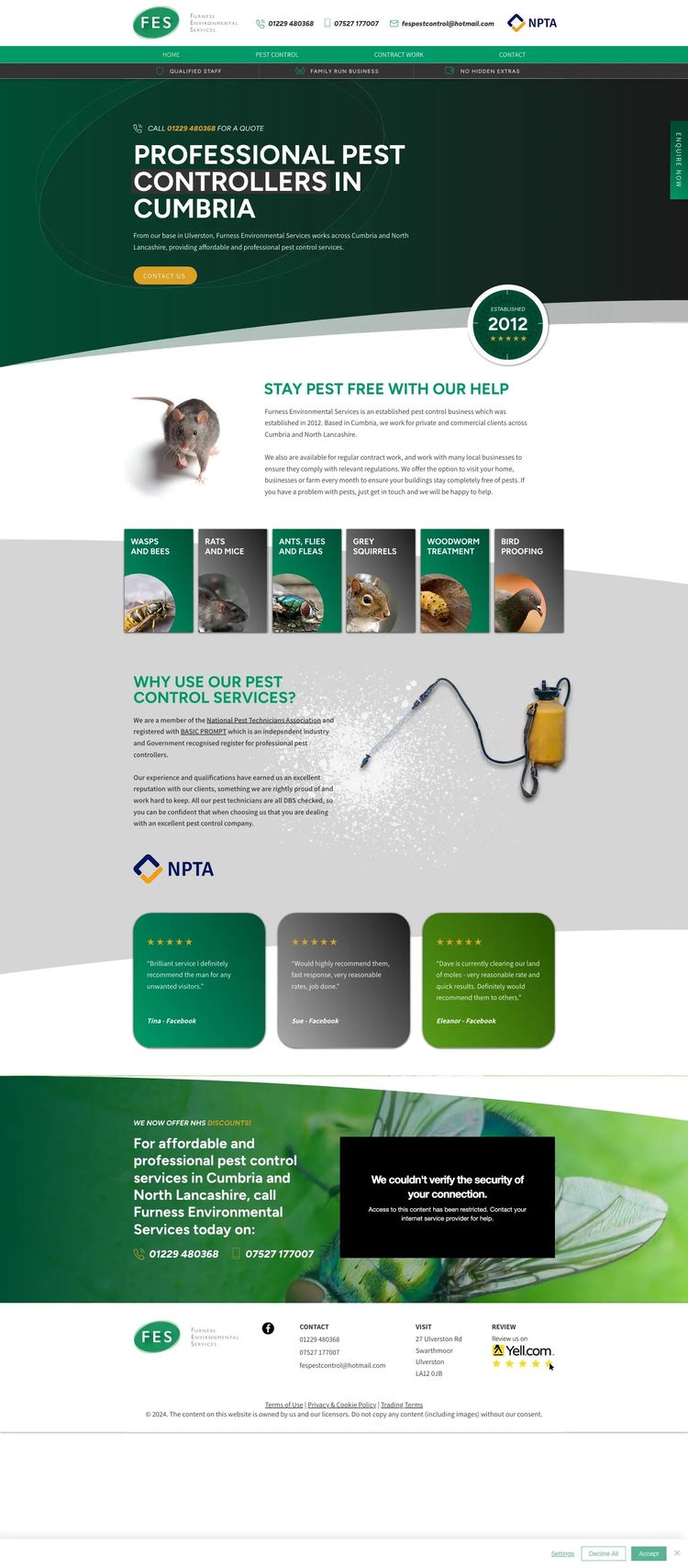 Screenshot 2 of Furness Environmental Services (Example Wix Pest Control Website)