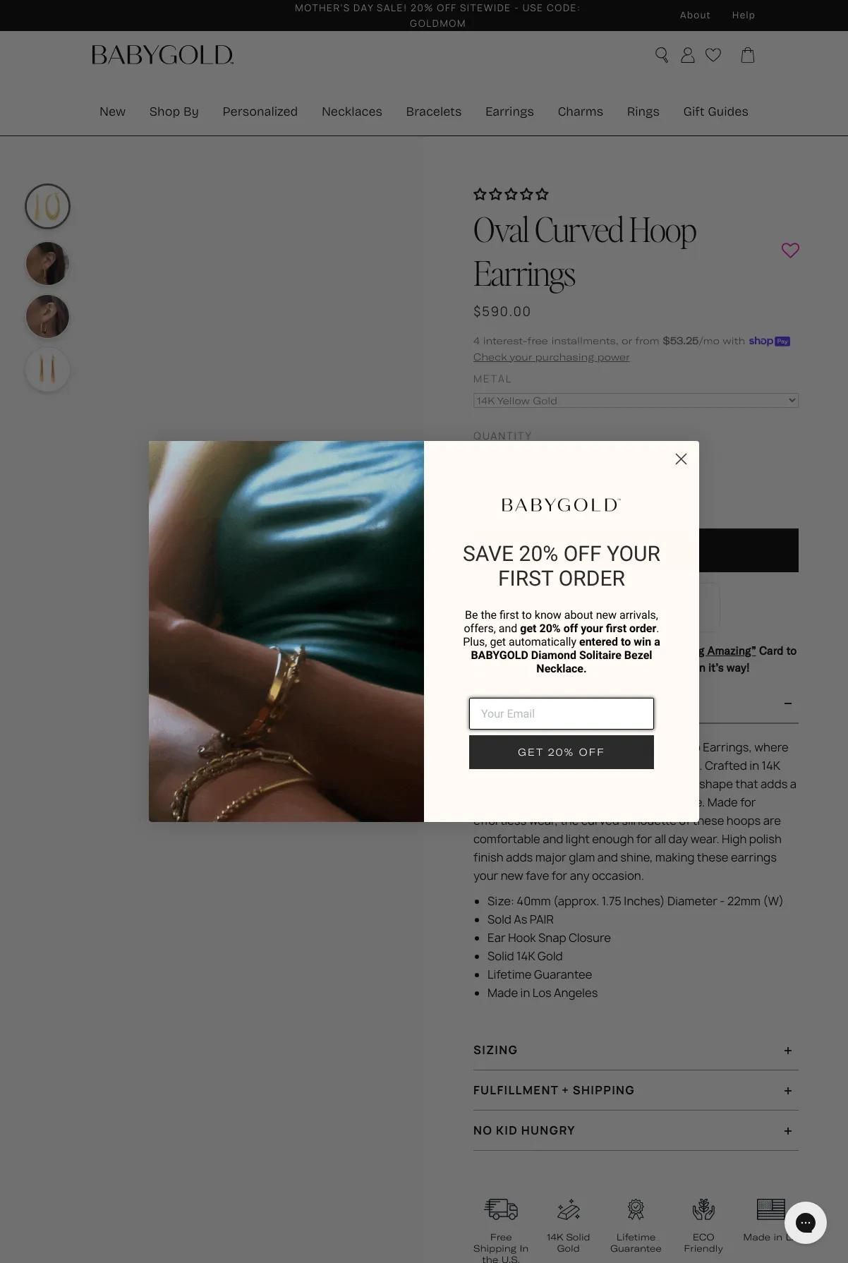 Screenshot 3 of Baby Gold (Example Shopify Jewelry Website)