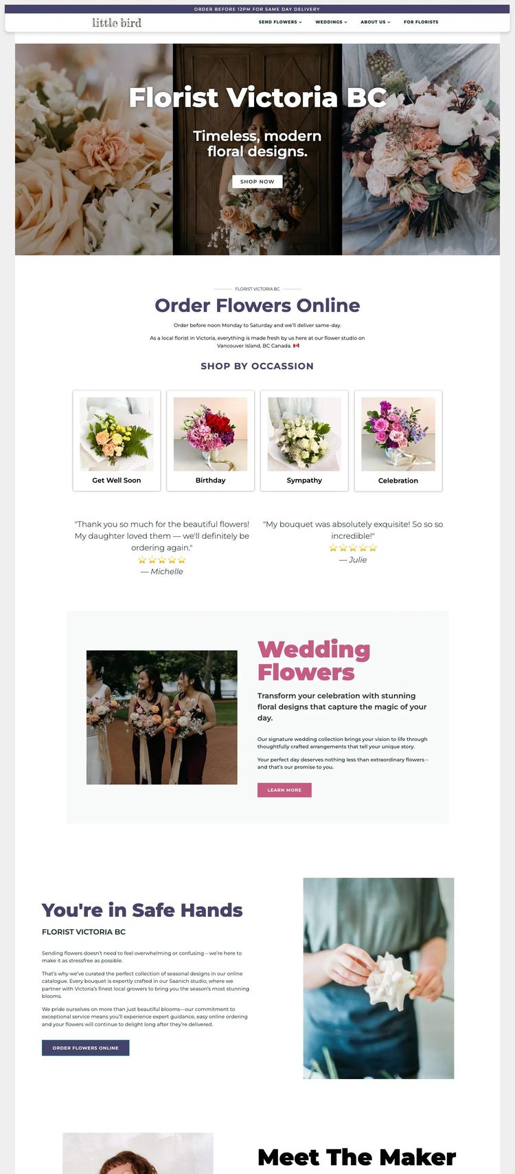 Screenshot 2 of Little Bird Bloom (Example WordPress Florist Website)