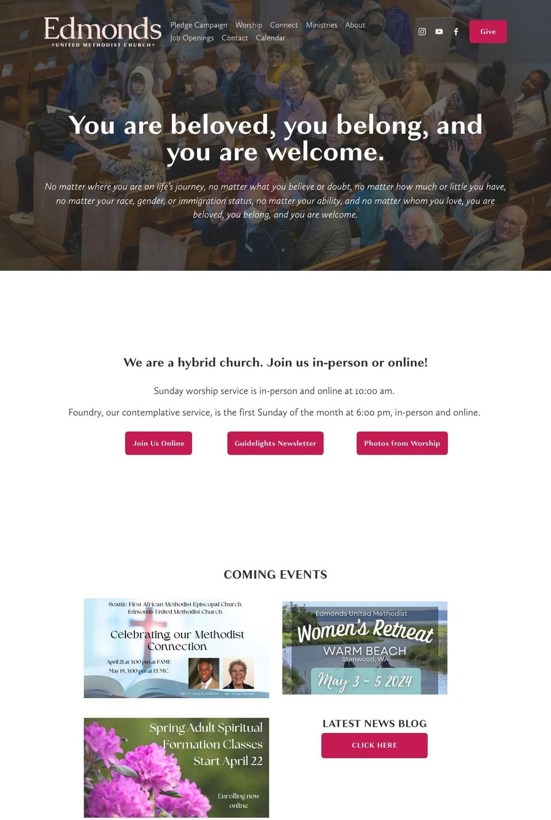 Screenshot 1 of Edmonds United Methodist Church (Example Squarespace Church Website)