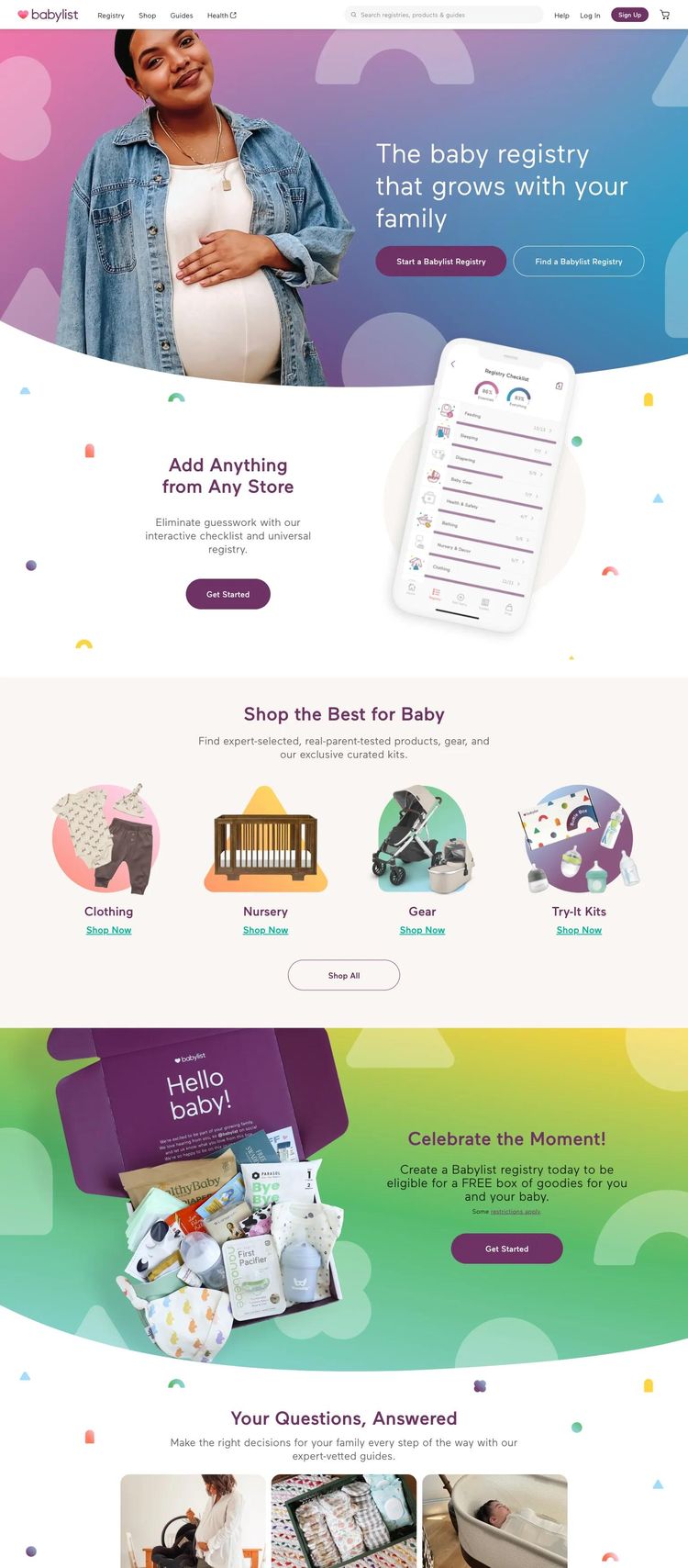 Screenshot 2 of Babylist (Example undefined Ecommerce (General) Website)