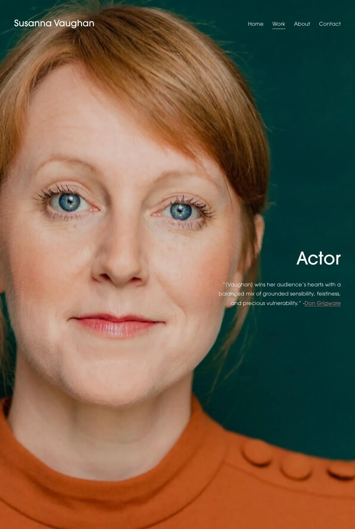 Screenshot 2 of Susanna Vaughan (Example Squarespace Actor Website)