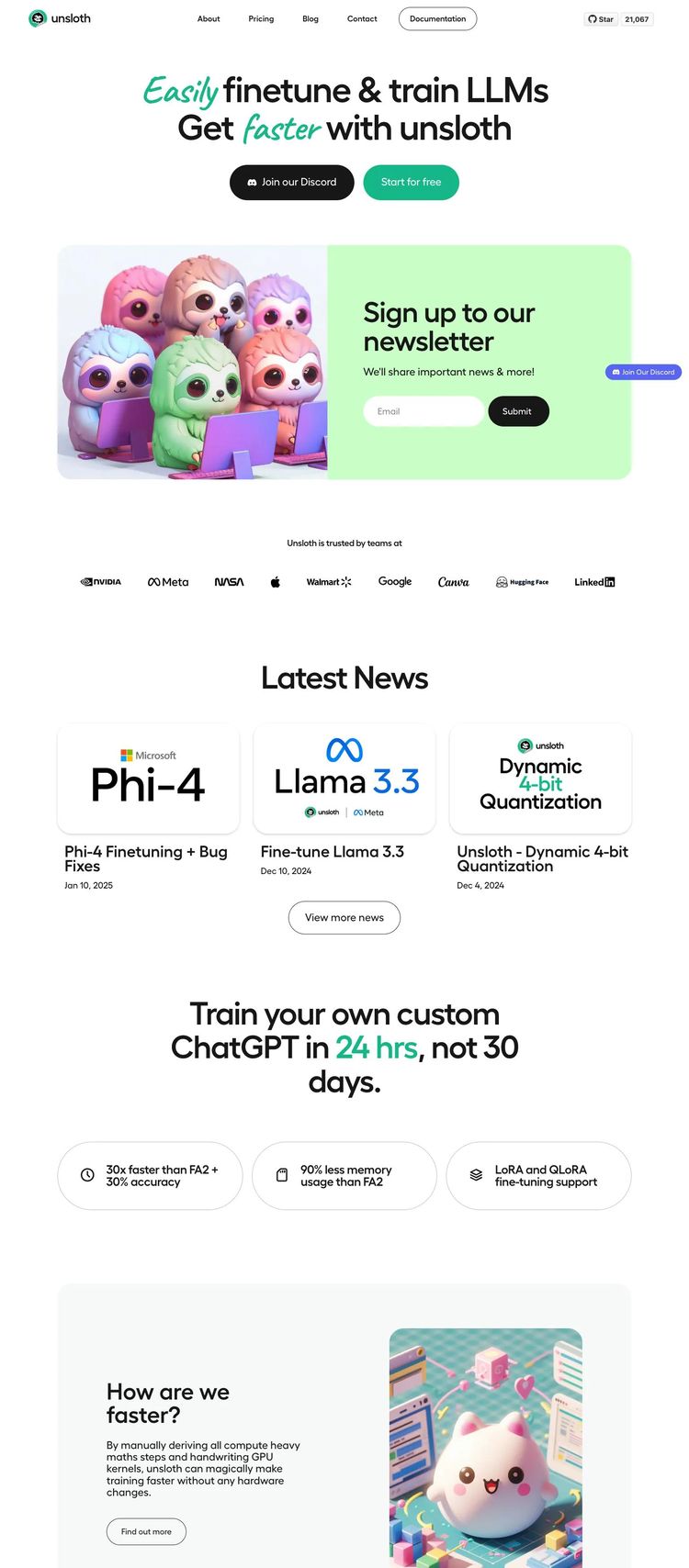 Screenshot 1 of Unsloth (Example Webstudio AI and Machine Learning Website)