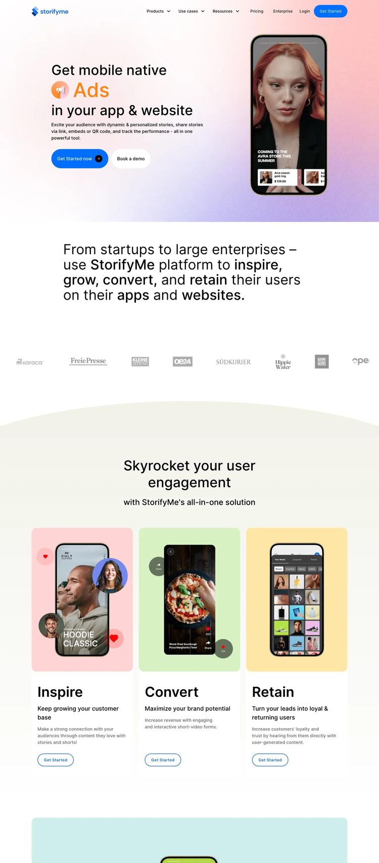 Screenshot 2 of StorifyMe (Example Webflow Mobile App Website)