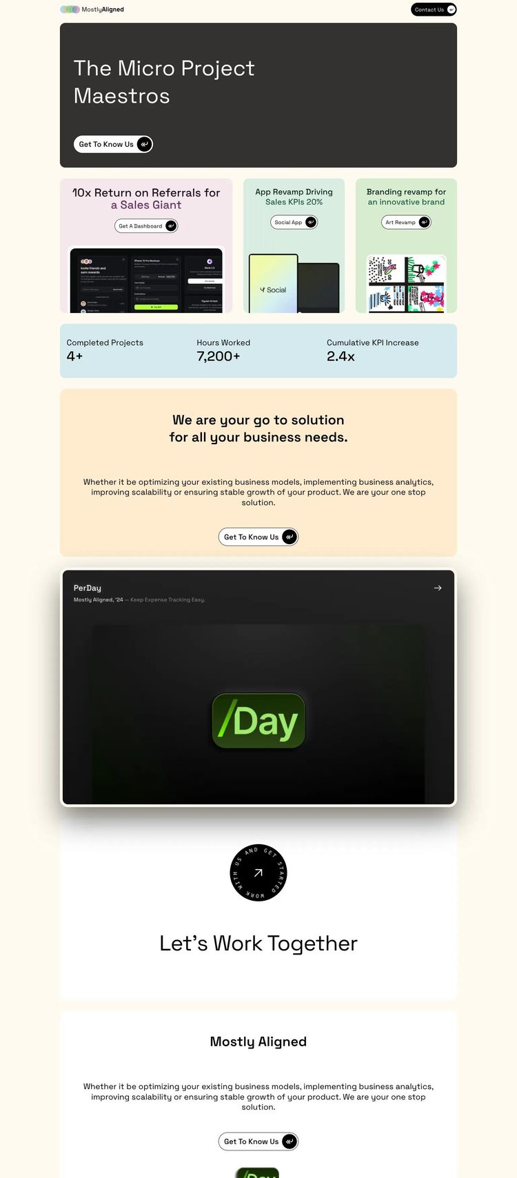 Screenshot 1 of The Micro Project Maestros (Example Webstudio Website)