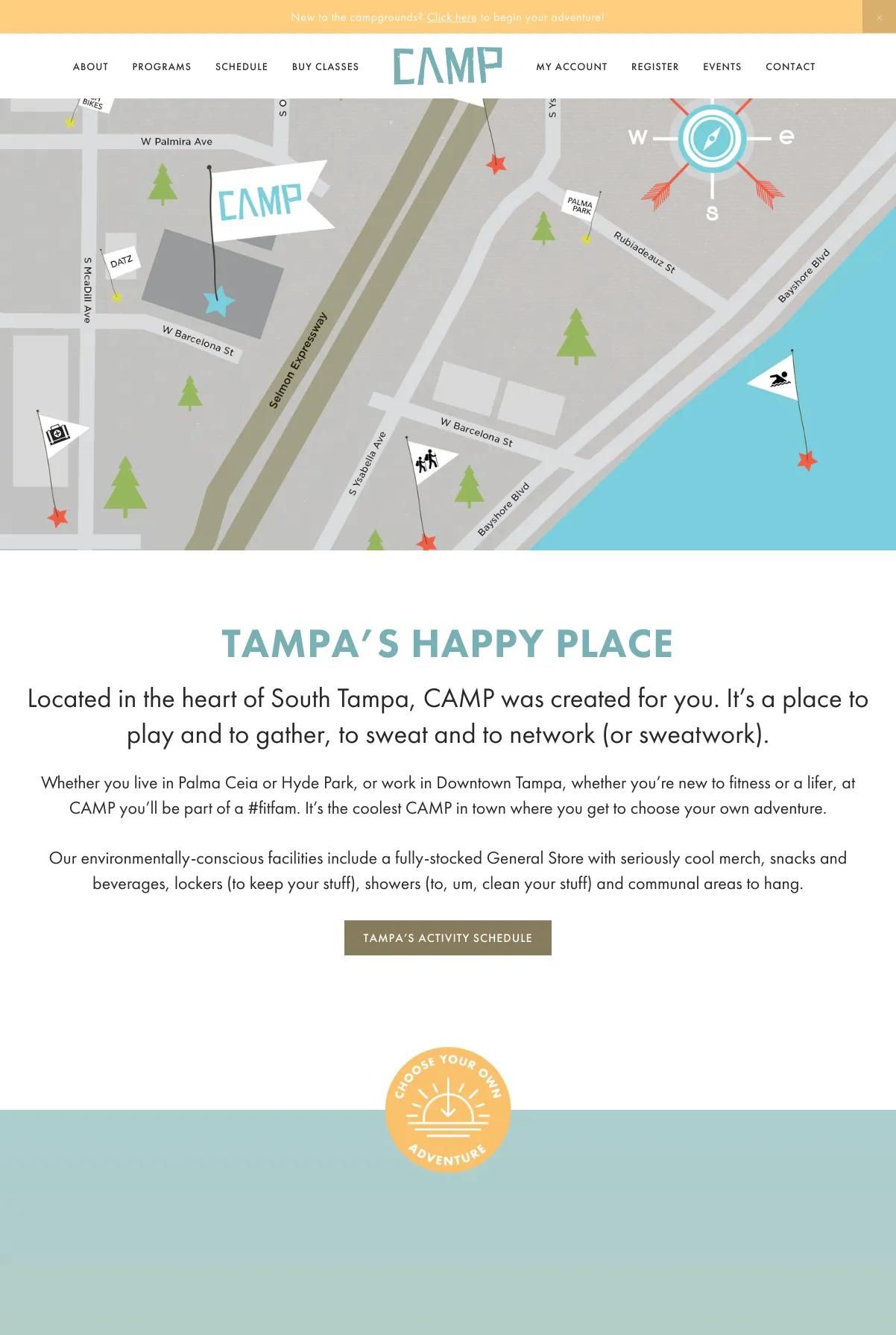 Screenshot 2 of Camp Tampa (Example Squarespace Website)