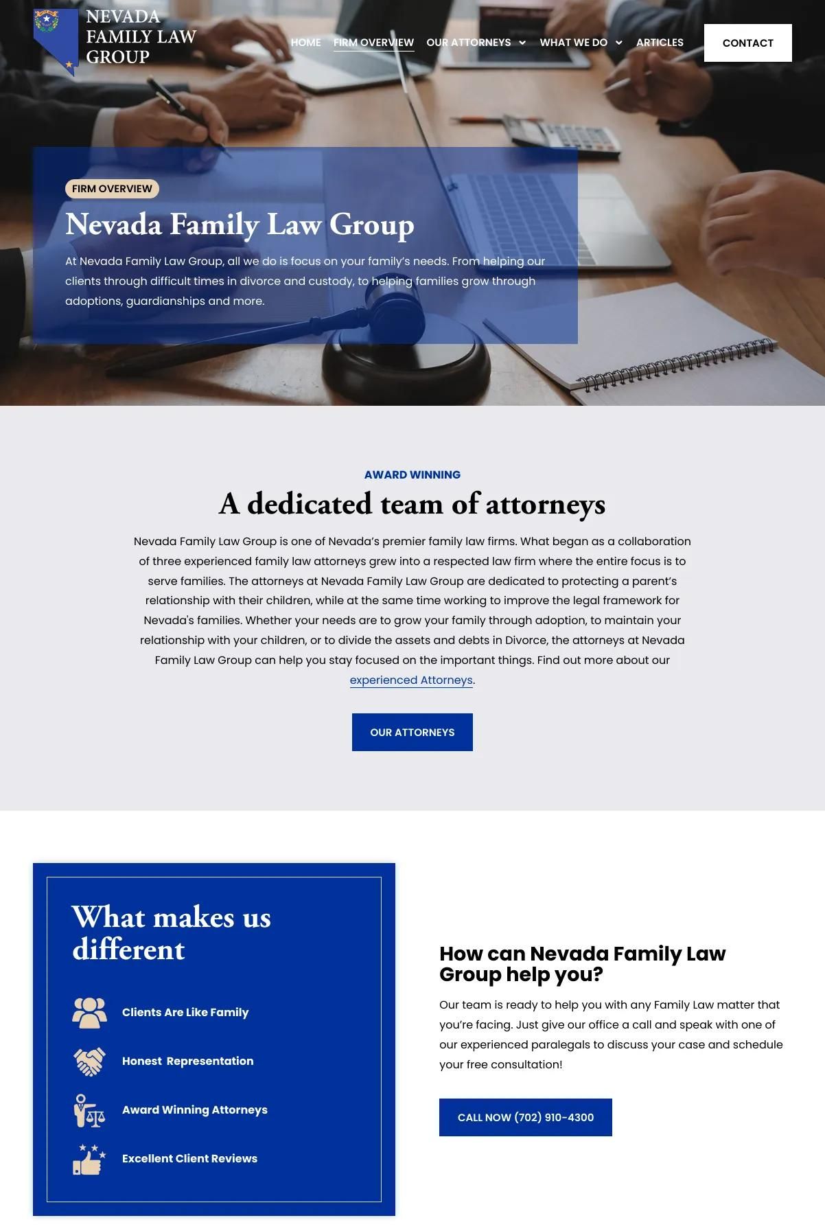 Screenshot 2 of Nevada Family Law Group (Example Squarespace Law Firm Website)