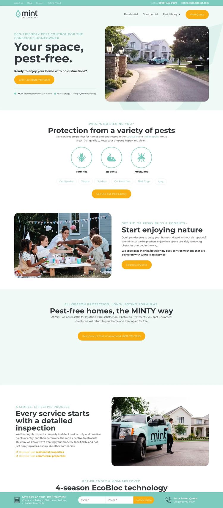 Screenshot 2 of Mint Pest Control (Example WordPress Pest Control Website)