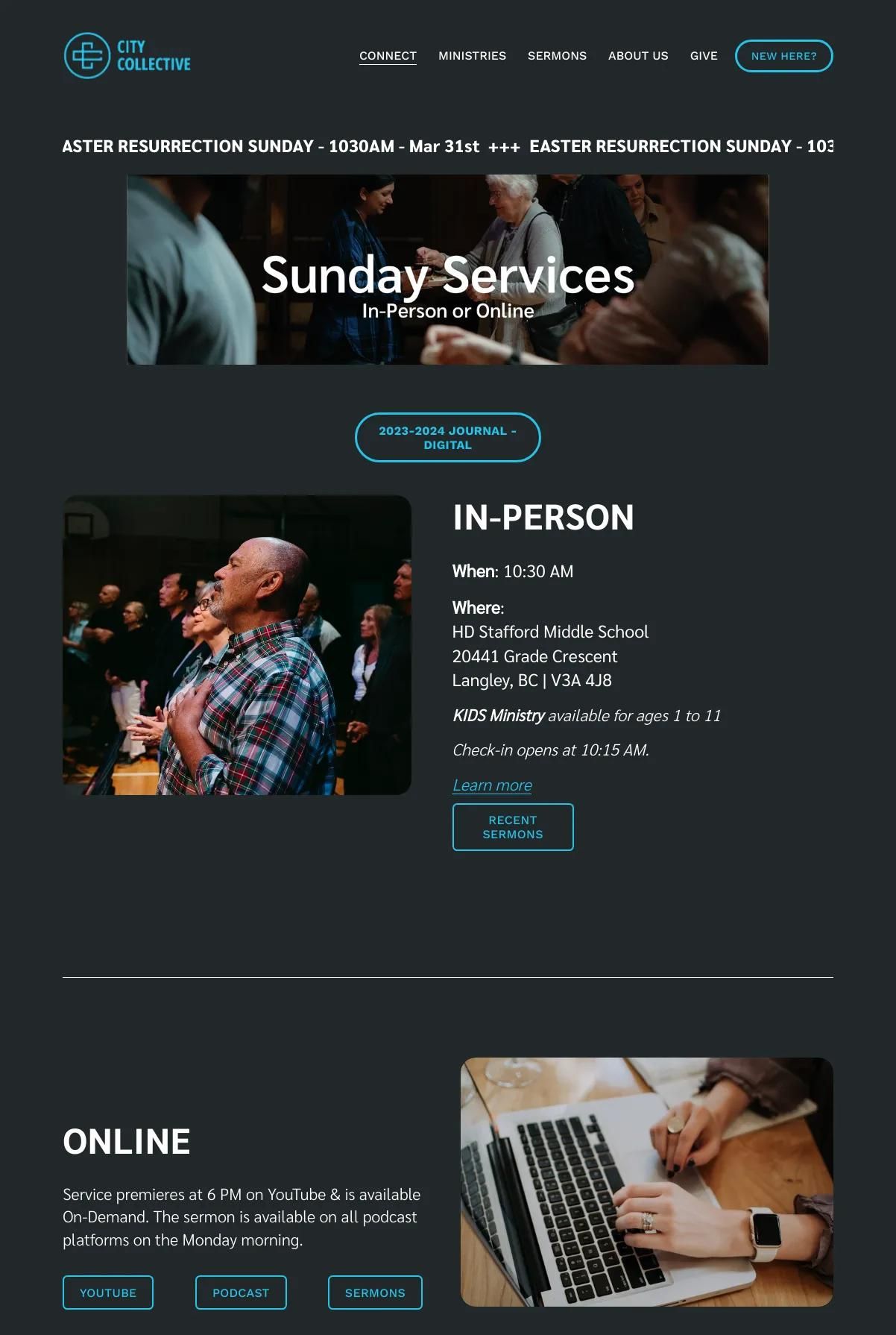 Screenshot 2 of City Collective Church (Example Squarespace Church Website)