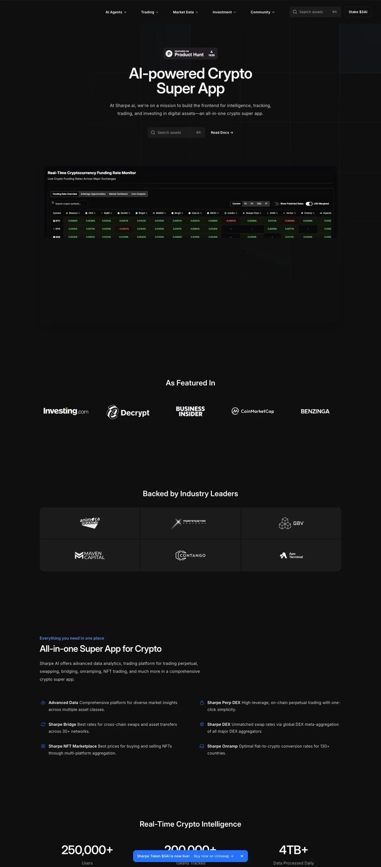Screenshot 2 of Sharpe (Example Framer AI and Machine Learning Website)