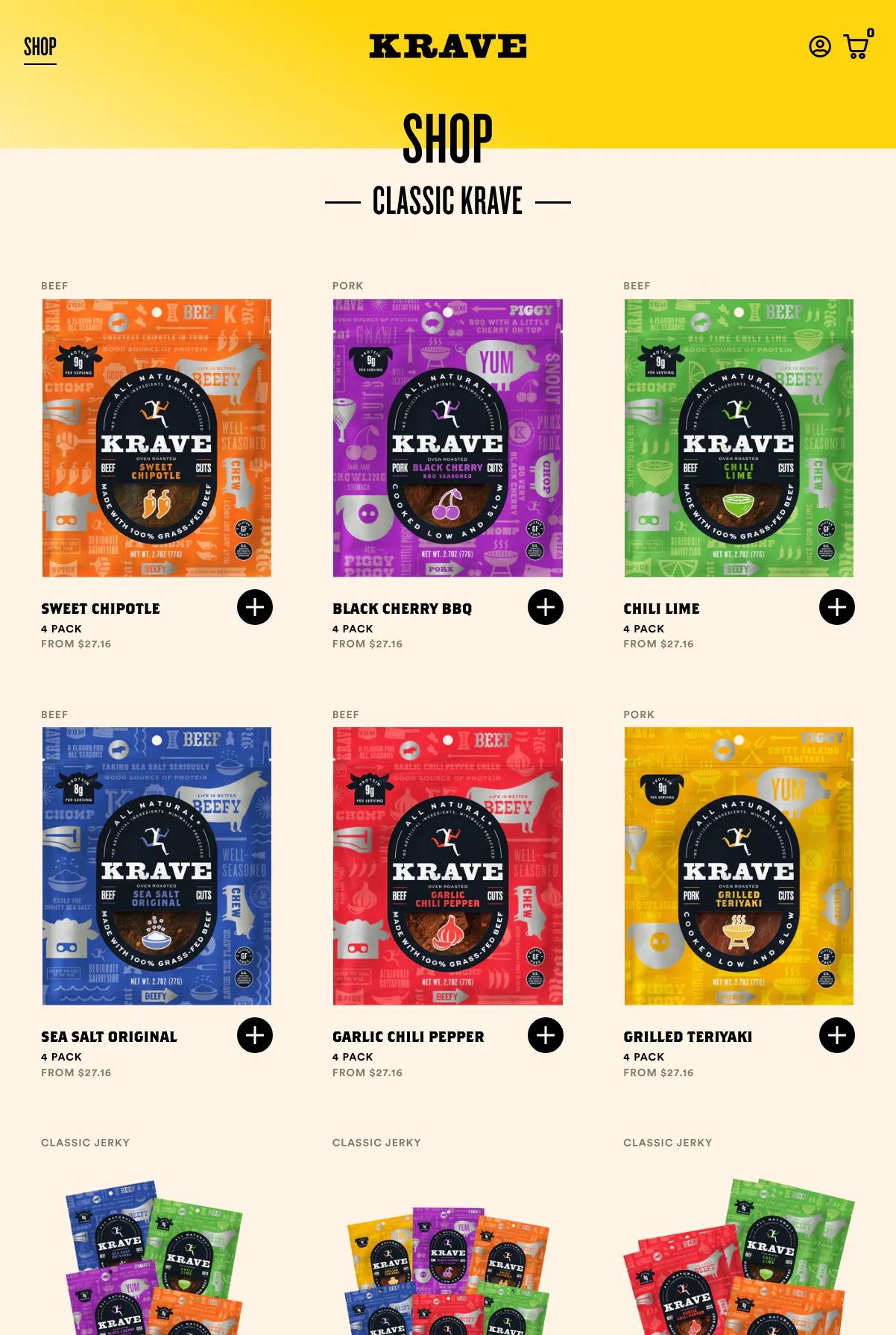 Screenshot 2 of KRAVE Jerky (Example Shopify Food and Beverage Website)