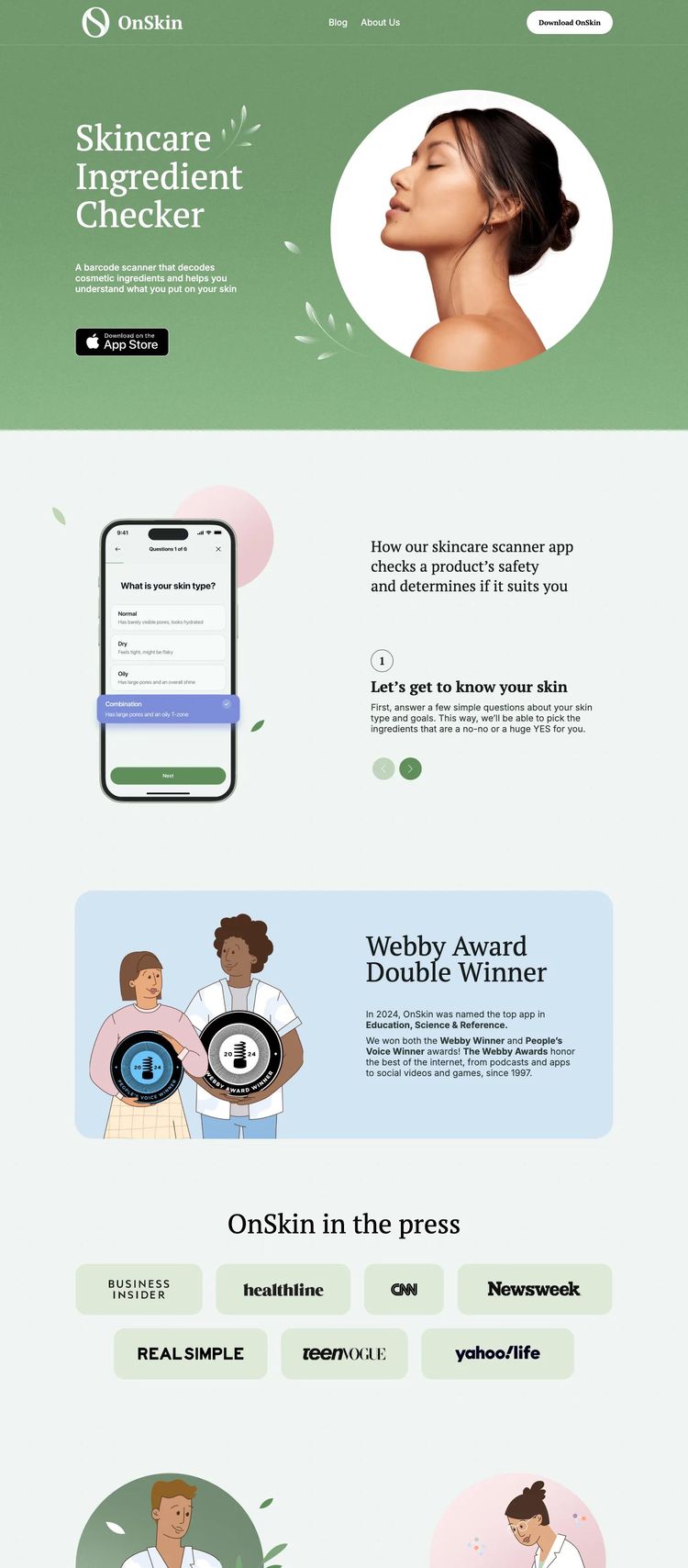 Screenshot 2 of OnSkin (Example WordPress Beauty Products Website)