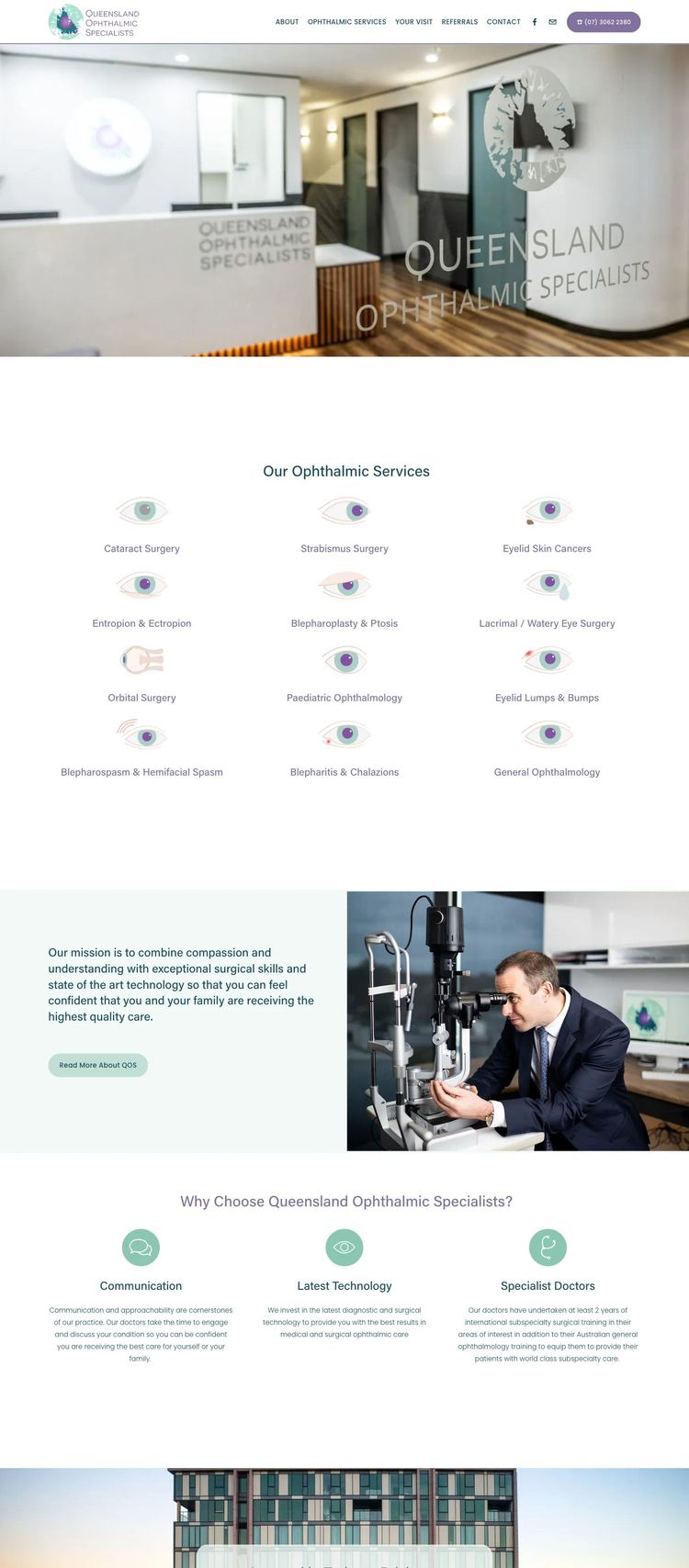 Screenshot 2 of Queensland Ophthalmic Specialists (Example Squarespace Medical Practice Website)