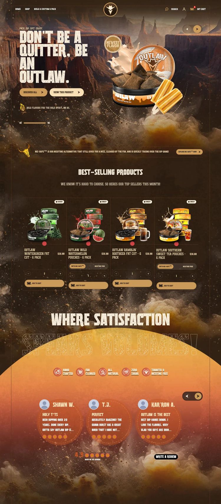 Screenshot 2 of Outlaw Dip (Example Shopify Food and Beverage Website)